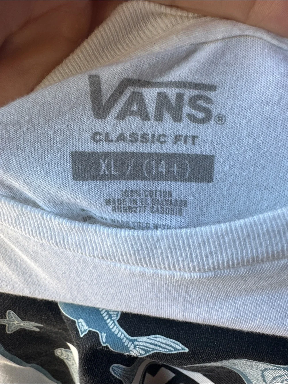 Vans White Tee with Black Ocean Graphic